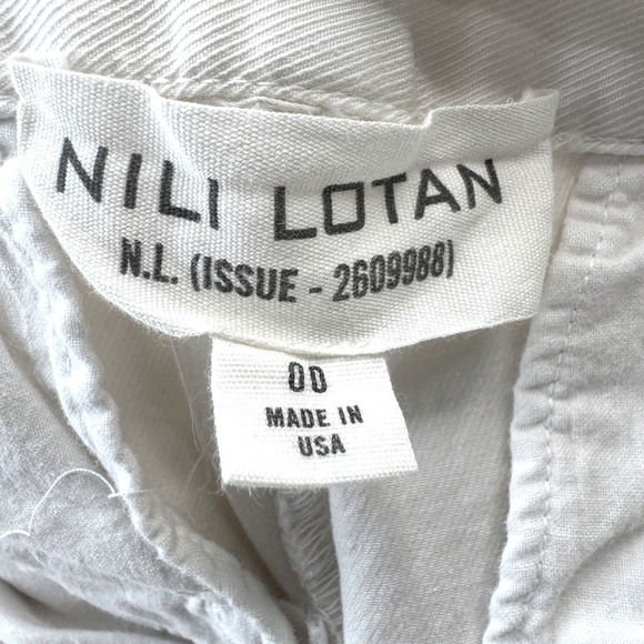 NILI LOTAN Wide Leg Cropped Pants 00 Ivory High Waist Raw Hem - Picture 3 of 8